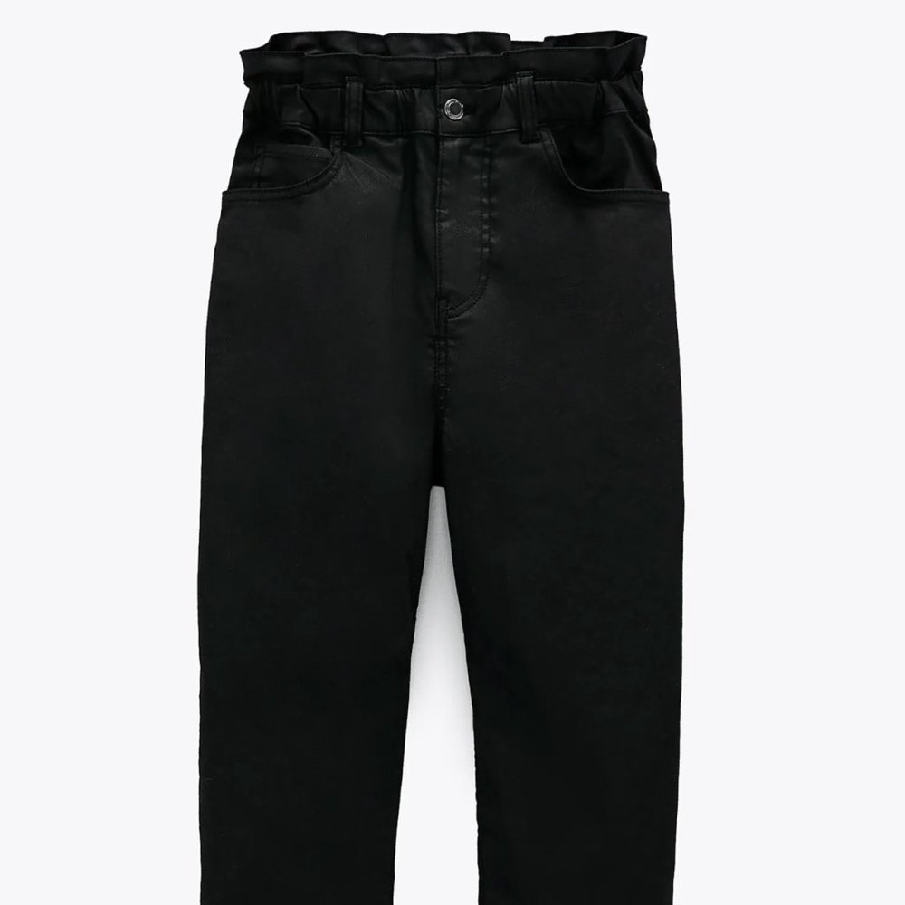 Zara Coated Paper Bag Waist Pant